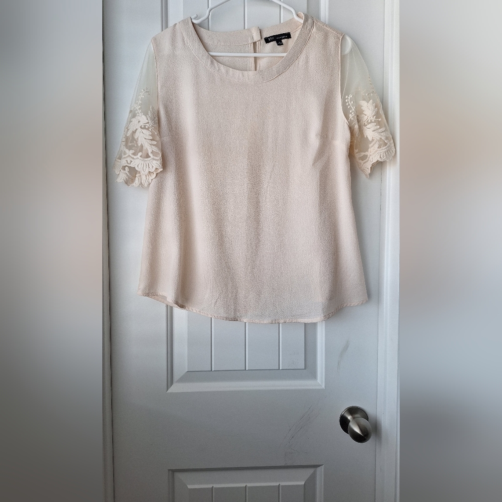 Elegant Cream Lace Sleeve Top